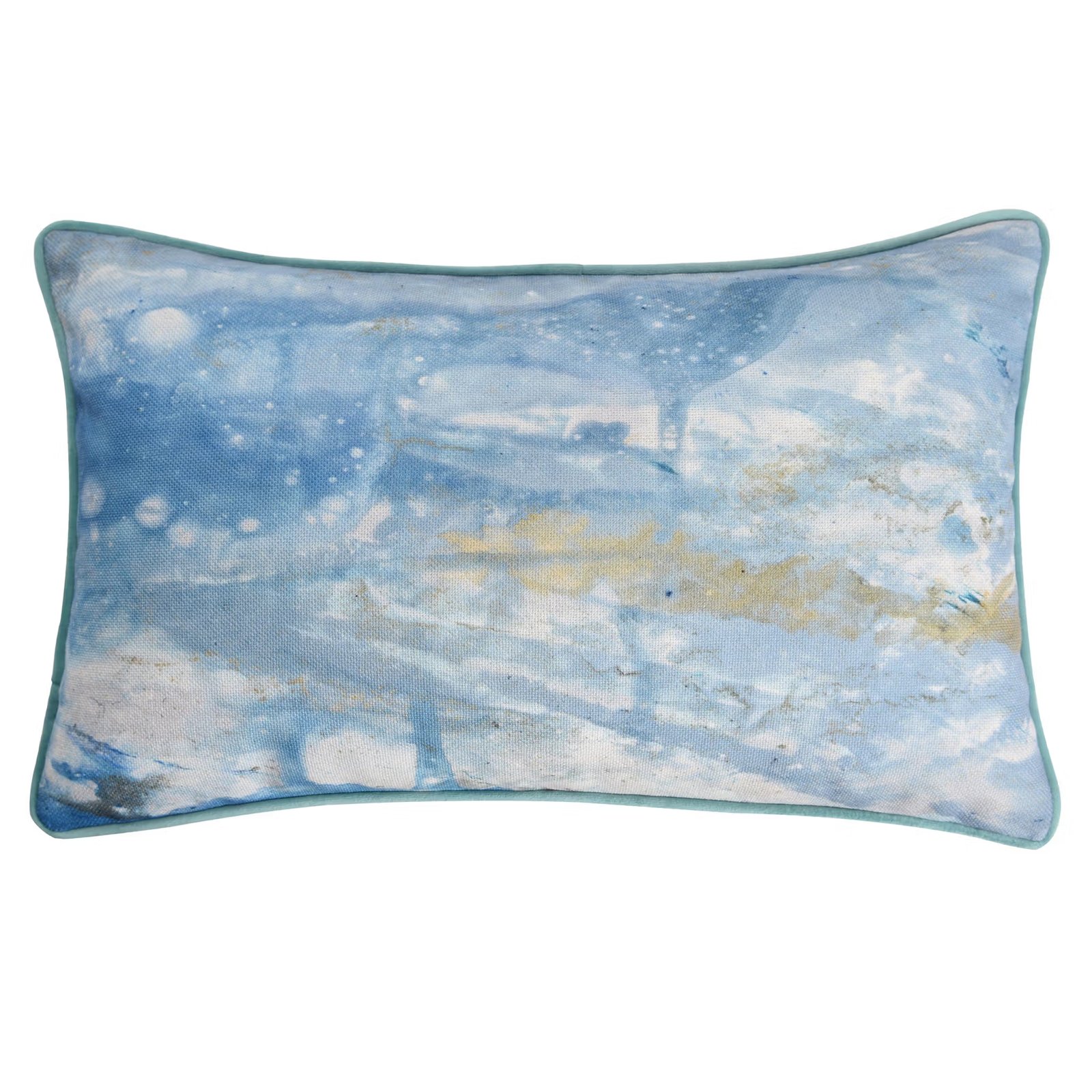 See Details - Austin Allen James  OCEAN BLUES  Printed on Natural Linen  12in X 20in X 5in