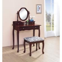 See Details - Minnette 2-piece Vanity Set With Upholstered Stool Brown Red