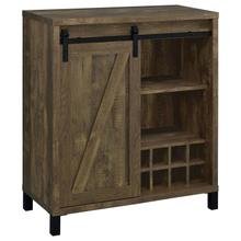 See Details - Arlington Sliding Door Home Bar Wine Cabinet Rustic Oak