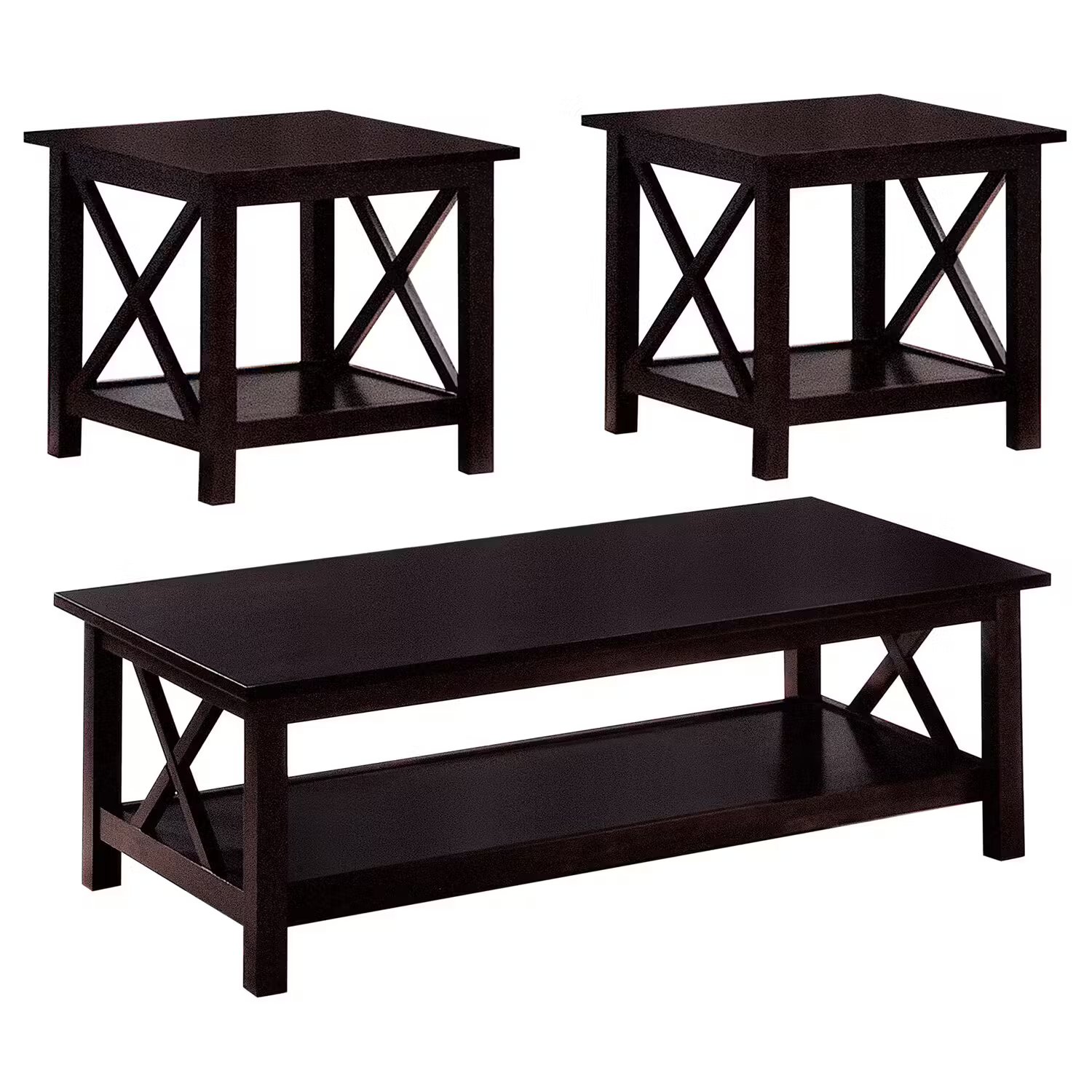 View Product - Rachelle 3-piece Rectangular Coffee Table Set Deep Merlot