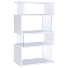 See Details - Emelle 63-inch 4-shelf Glass Panel Bookshelf White