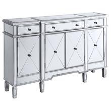 See Details - Aconitum 4-door Mirrored Storage Accent Cabinet Silver