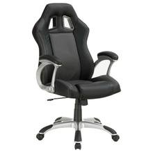 See Details - Roger Upholstered Adjustable Home Office Desk Chair Black