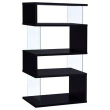 See Details - Emelle 63-inch 4-shelf Glass Panel Bookshelf Black