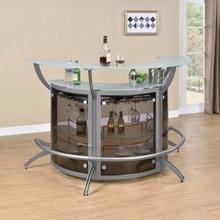 See Details - Dallas 3-piece Curved Freestanding Home Bar Cabinet Silver