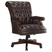See Details - Calloway Upholstered Executive Office Desk Chair Dark Brown